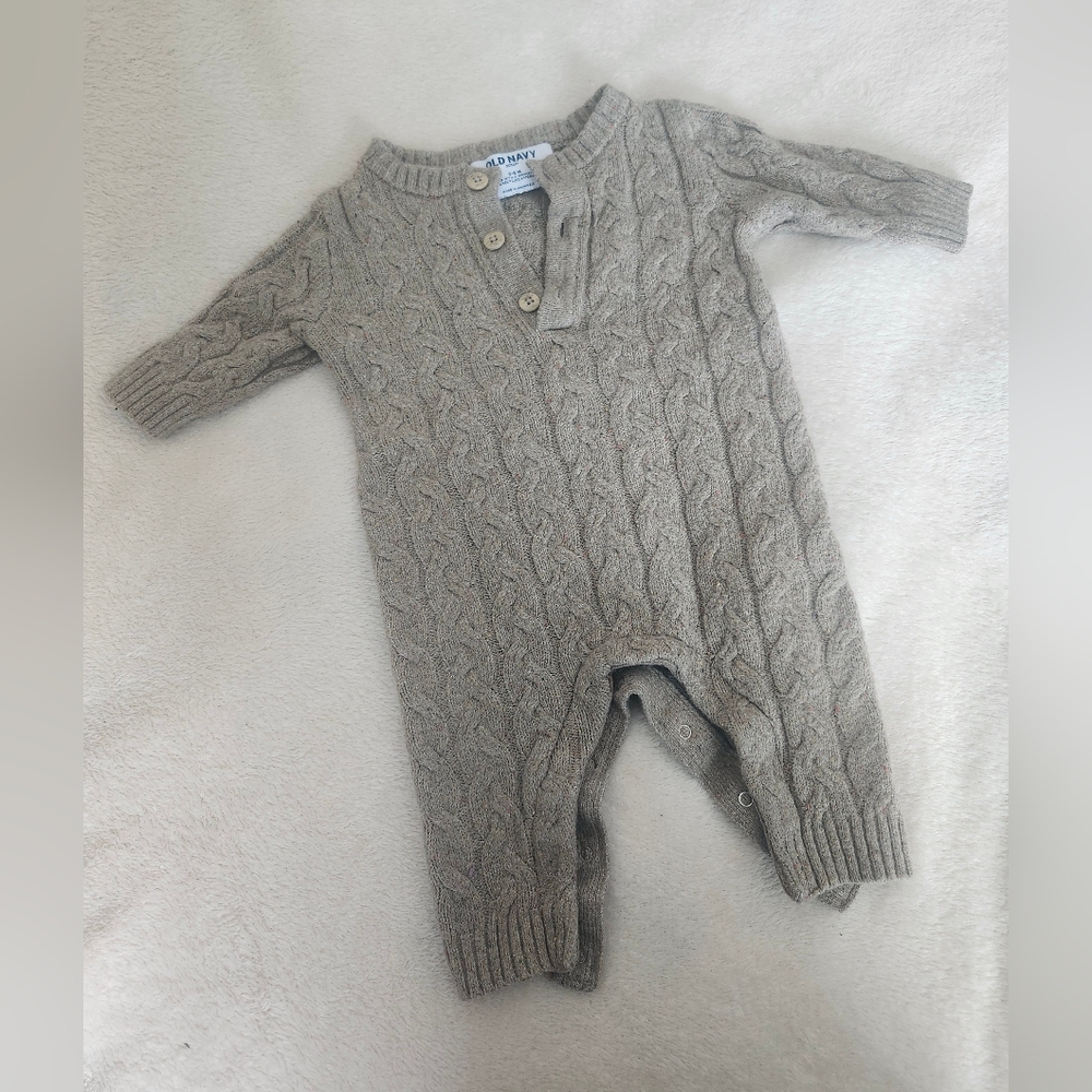 Old Navy Cable Knit Tan Baby Coverall